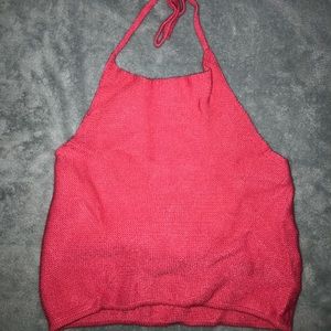knitted pink crop top